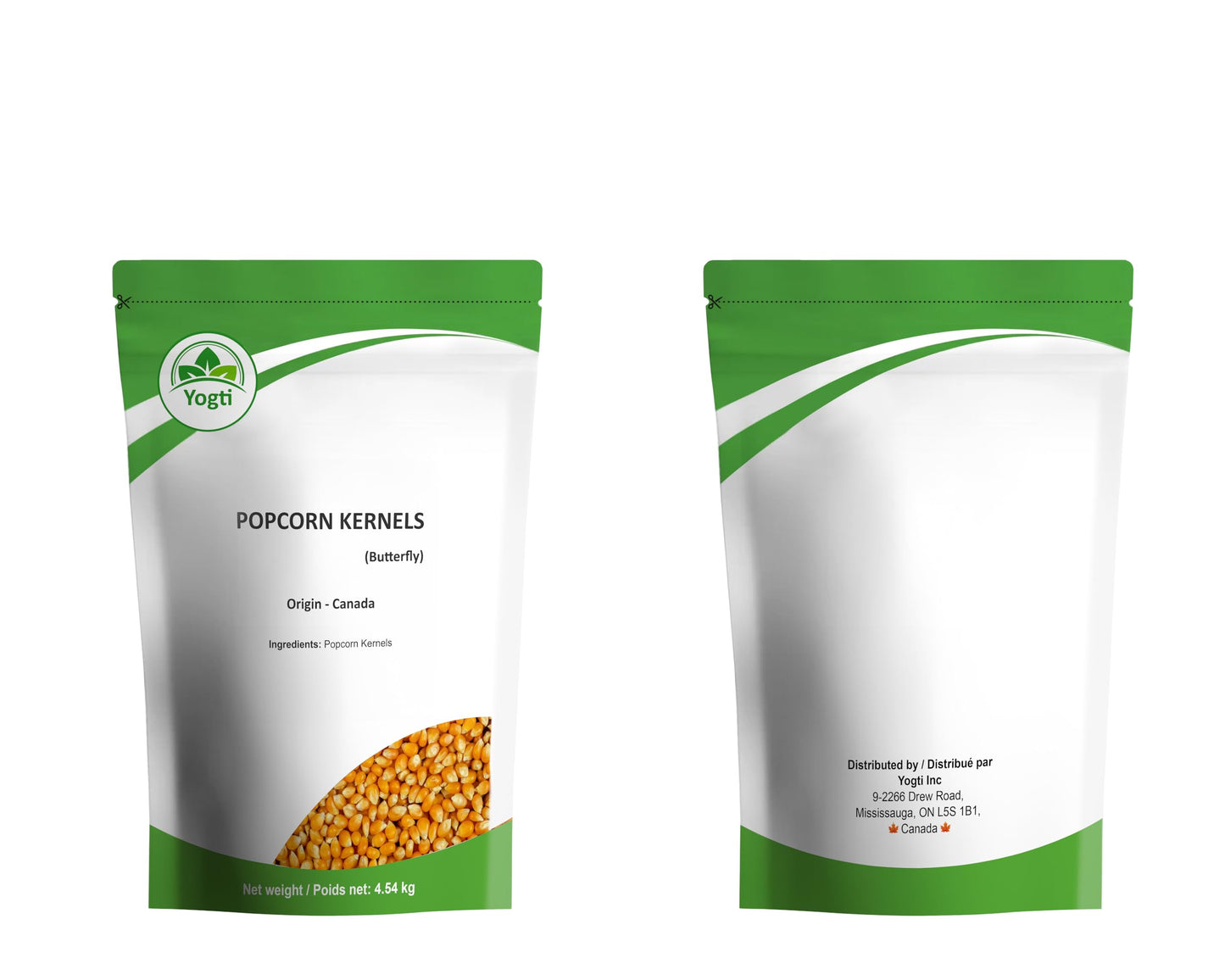 Yogti Popcorn Kernels, Butterfly Style, 4.54 kg Bulk Package, Product of Canada Yogti