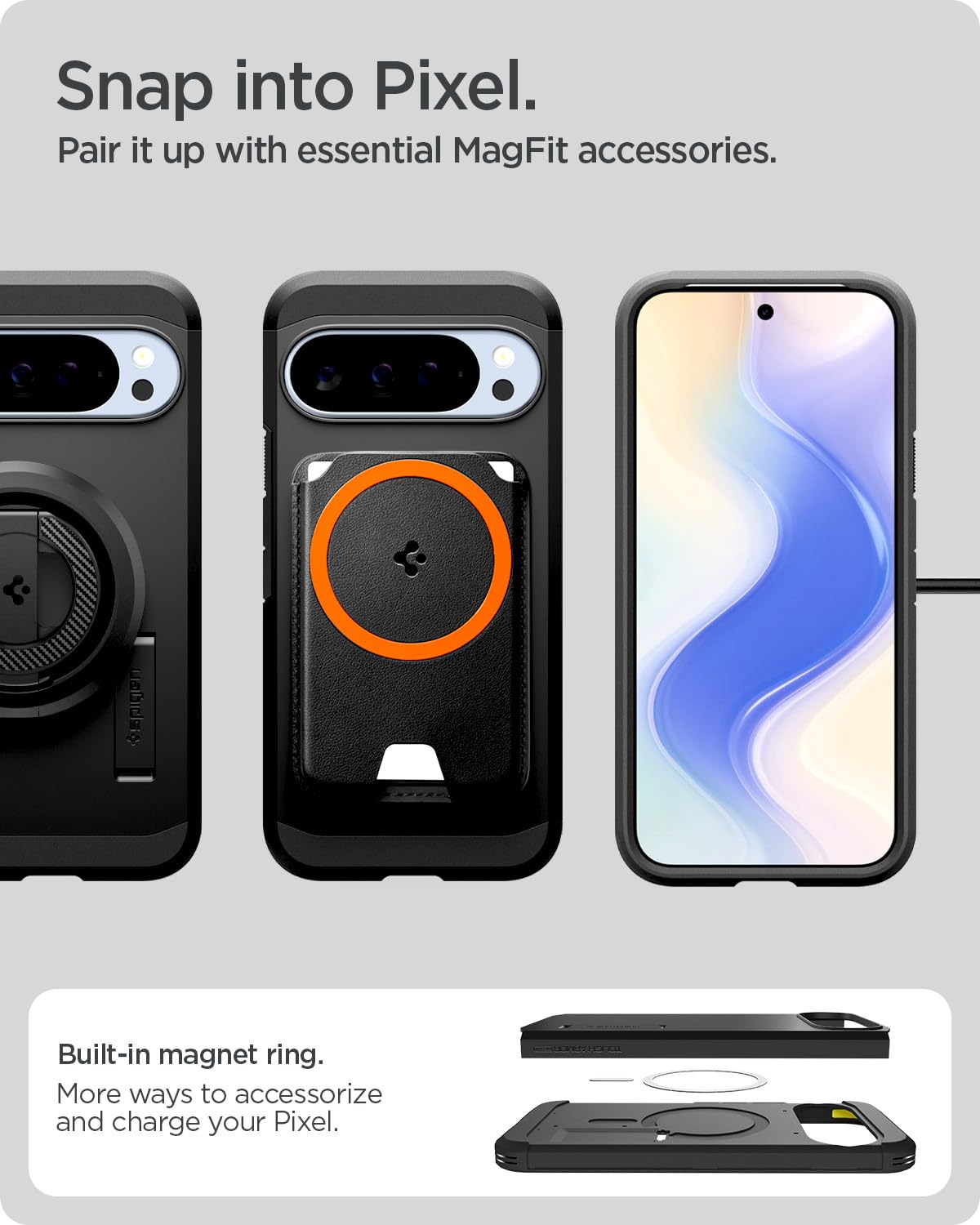 Spigen Case for Pixel 10 / Pixel 10 Pro Case, Tough Armor (AI) MagFit Designed for Google Pixel 10 / Pixel 10 Pro - Black