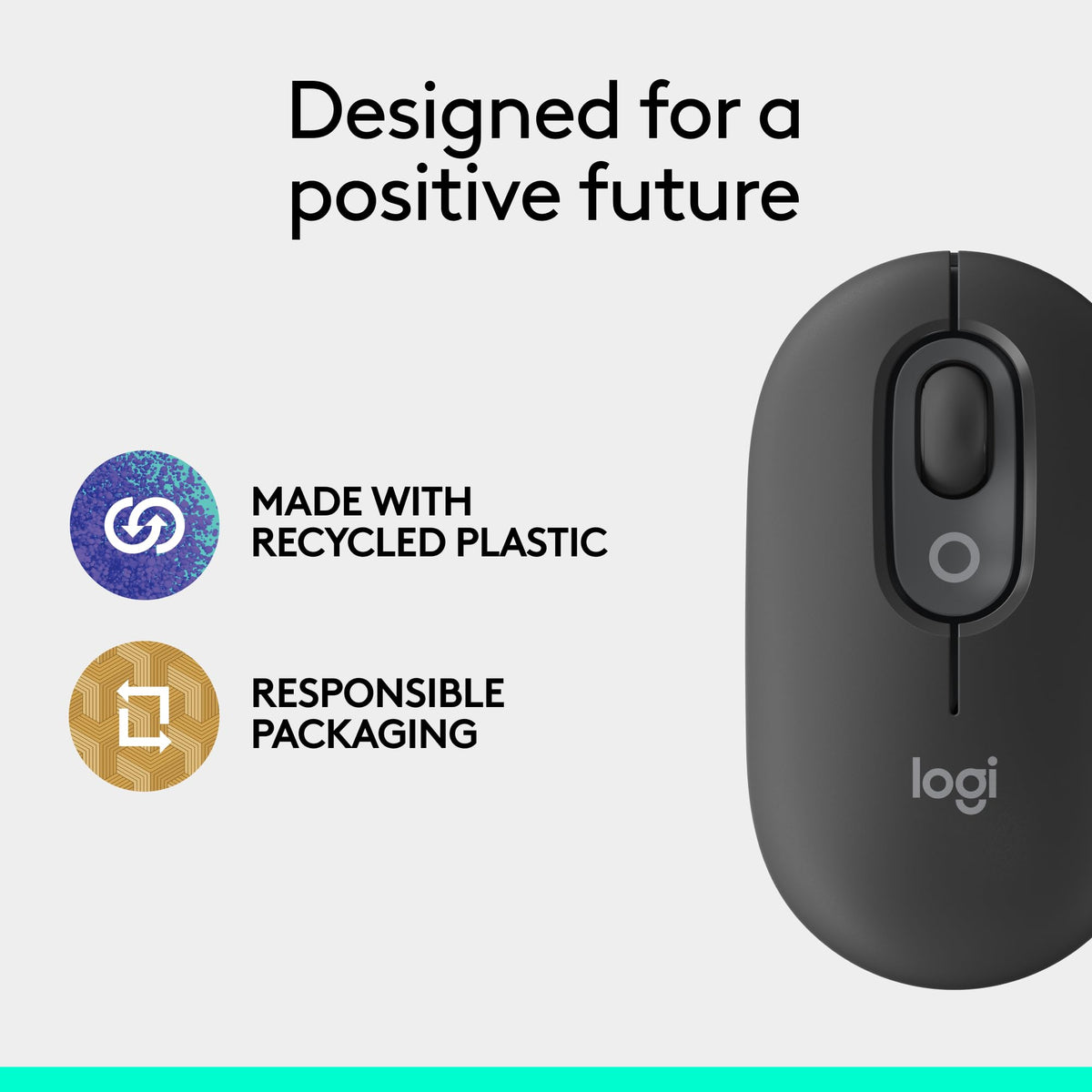 Logitech POP Mouse, Compact and Portable Wireless Bluetooth - Graphite