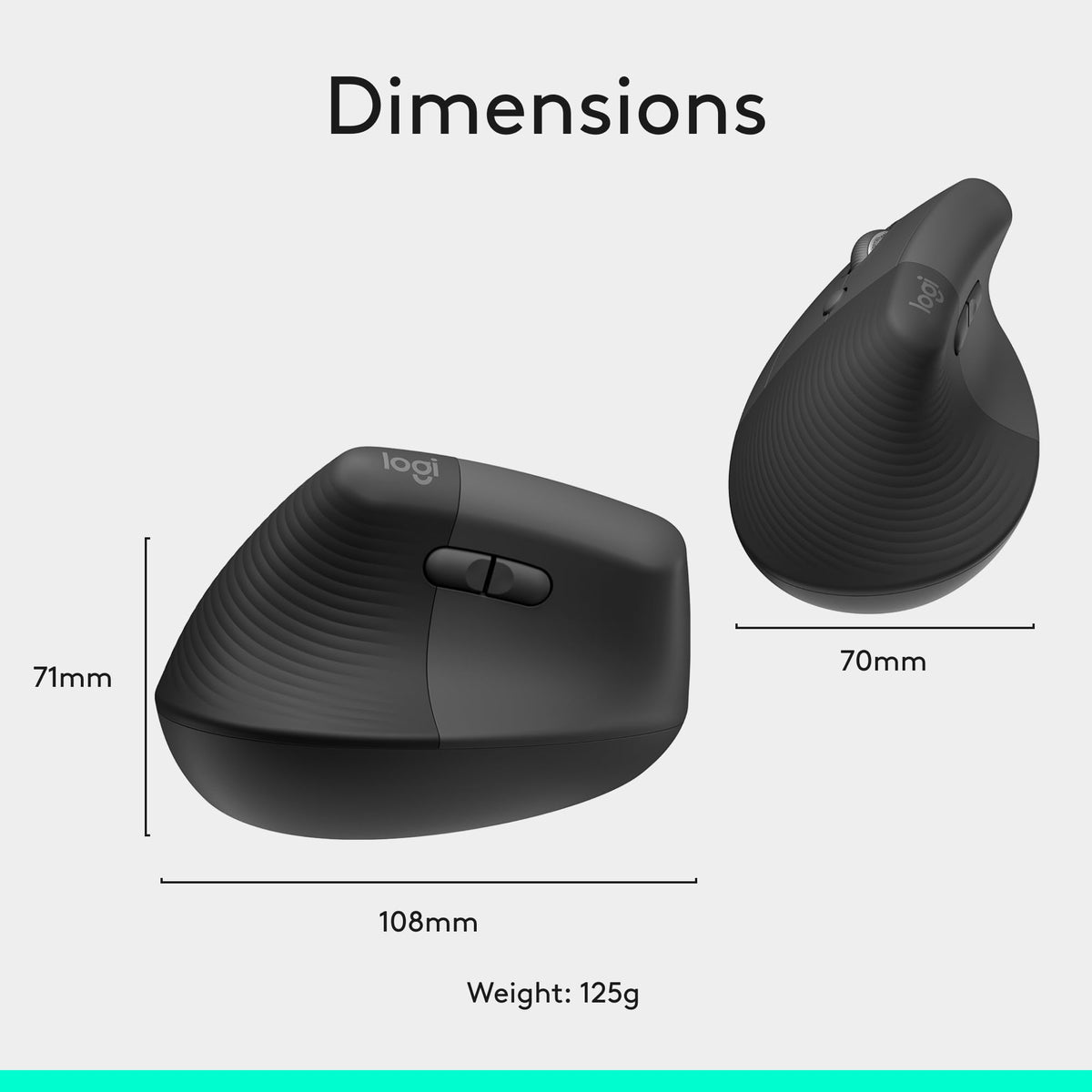 Logitech Left Handed Lift Vertical Ergonomic Wireless Mouse - Graphite