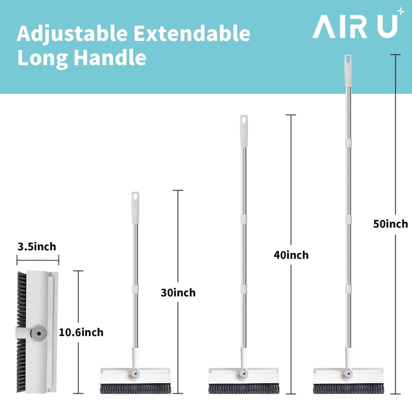 Floor Scrub Brush with Long Handle, 3 in 1 Scrape and Heavy-Duty Stiff Bristle Scrubber Brush for Cleaning Shower Bathroom, Patio, Garage, Kitchen, Wall and Deck - Available at All In One Marketplace Canada
