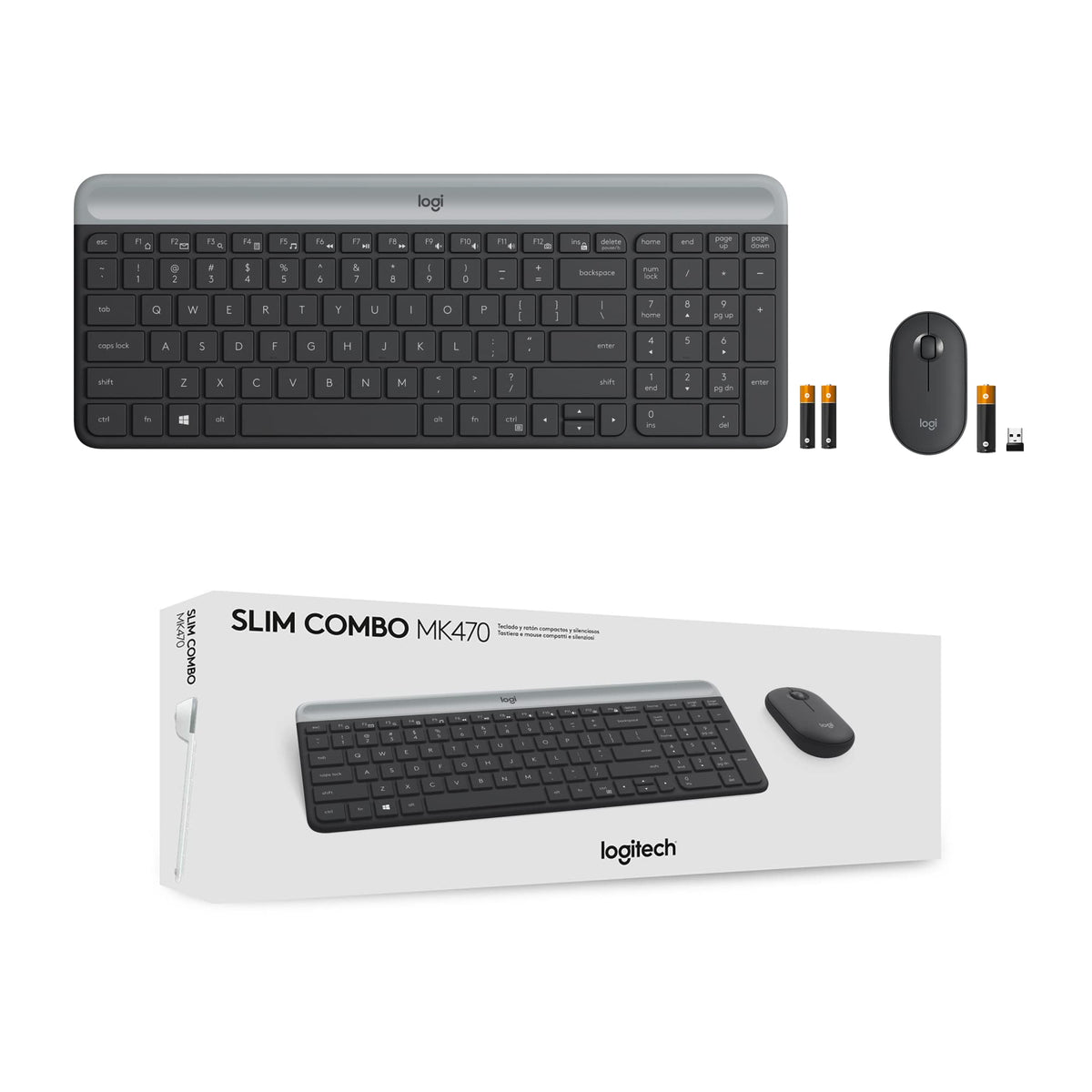 Logitech MK470 Slim Wireless Combo Compact Keyboard and Mouse - Graphite