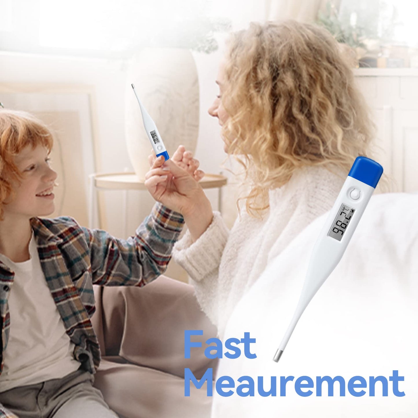 Berrcom Digital Thermometer for Adults and Kids, Oral and Underarm Thermometer for Fever with 30 Seconds Fast Reading, C/F Switchable Rectal Thermometer for Babies