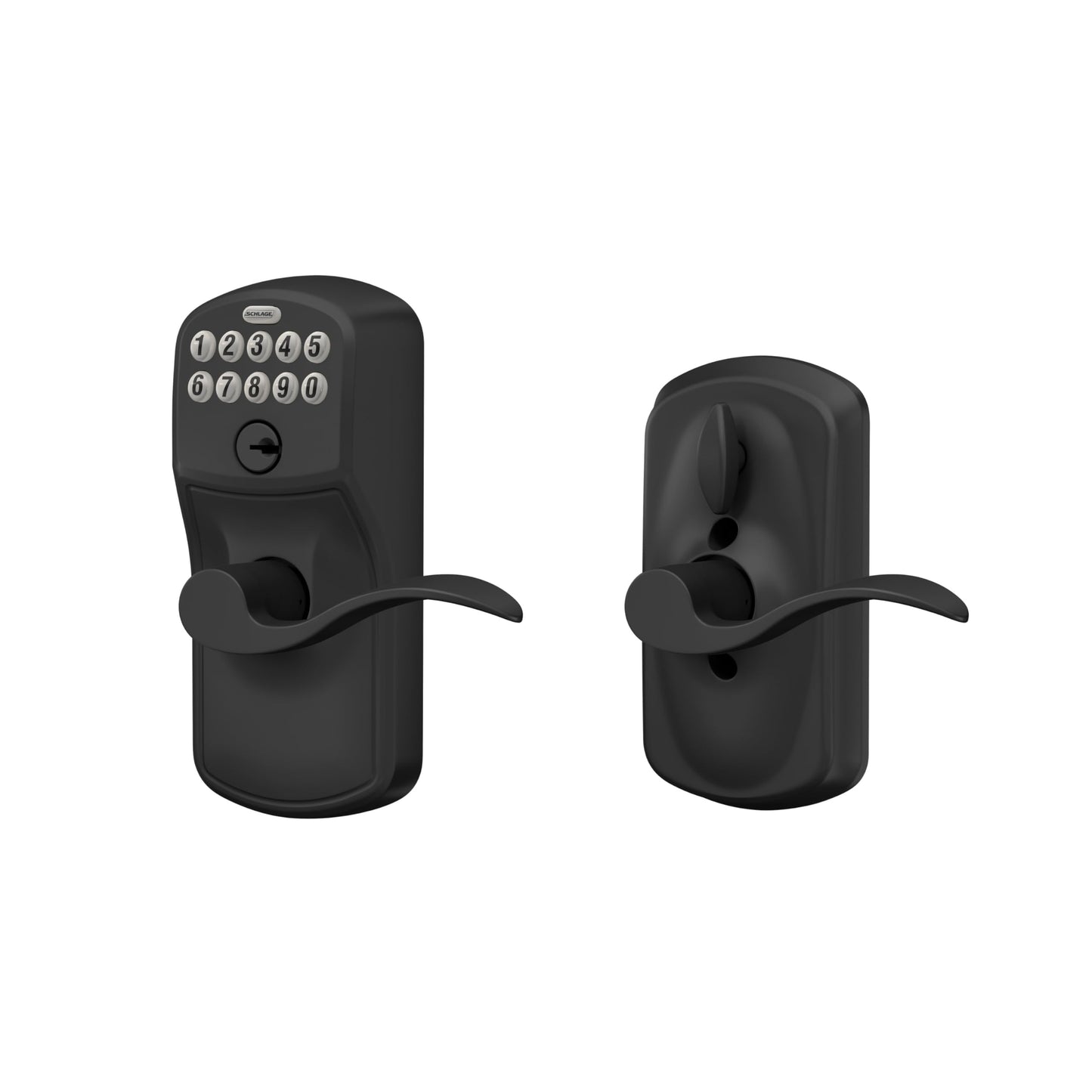 Schlage Electronic Keypad Lock, Lever Handle, Camelot Trim, Matte Black SCHLAGE