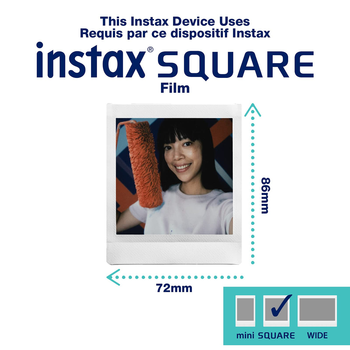 Fujifilm Instax Square Film, White Multi-Pack (Pack of 3, 60 Shots Total)