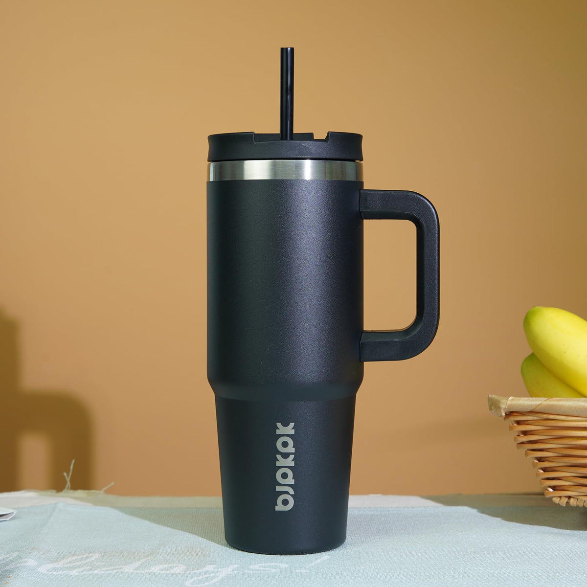 BJPKPK 30 oz Insulated Tumbler with Handle & Straw, Stainless Steel