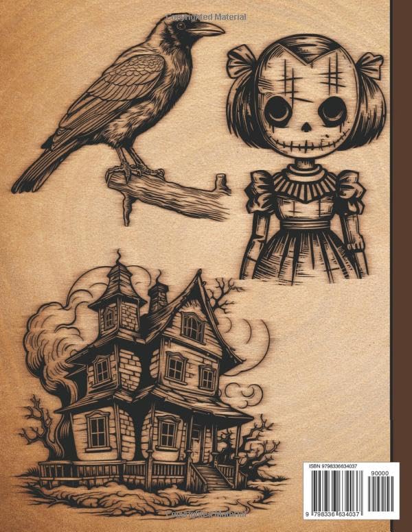 Woodburning Templates: Halloween Pyrography Designs for Tracing and Wood Burning: A Collection of Simple and Complex Projects for Woodburners