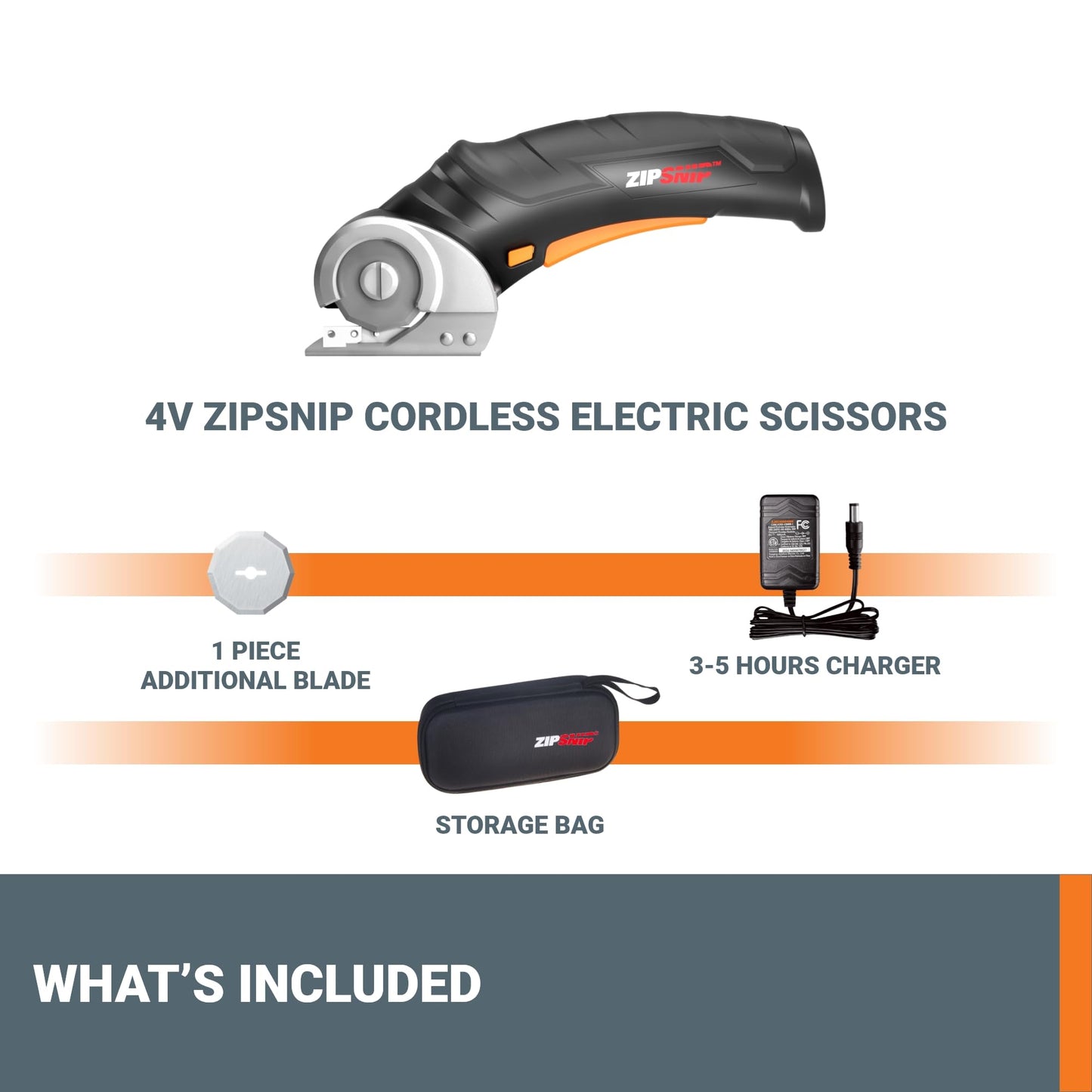 Worx Zipsnip Cordless Electric Scissors, Rechargeable Cardboard Cutter, 4V Powerful Fabric Scissors with 2 Safety Blades and Storage Bag WX082L.2 - Available at All In One Marketplace Canada
