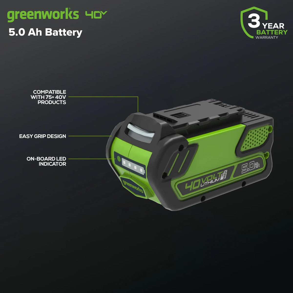 Greenworks 40V 5.0 AH Lithium Ion Battery