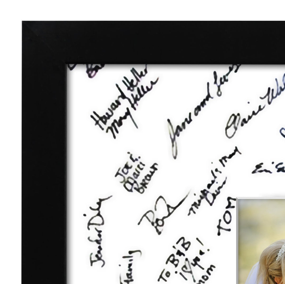 Americanflat 14x14 Wedding Signature Frame with Shatter-Resistant Glass - Use as 5x7 Frame with Mat or Display 14x14 Photos Without Mat - Signature Collection - Autograph Frames for Wall - Black