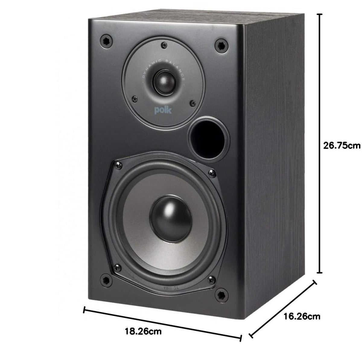 Polk Audio T15 100 Watt Home Theater Bookshelf Speakers, Black, 1 Pair