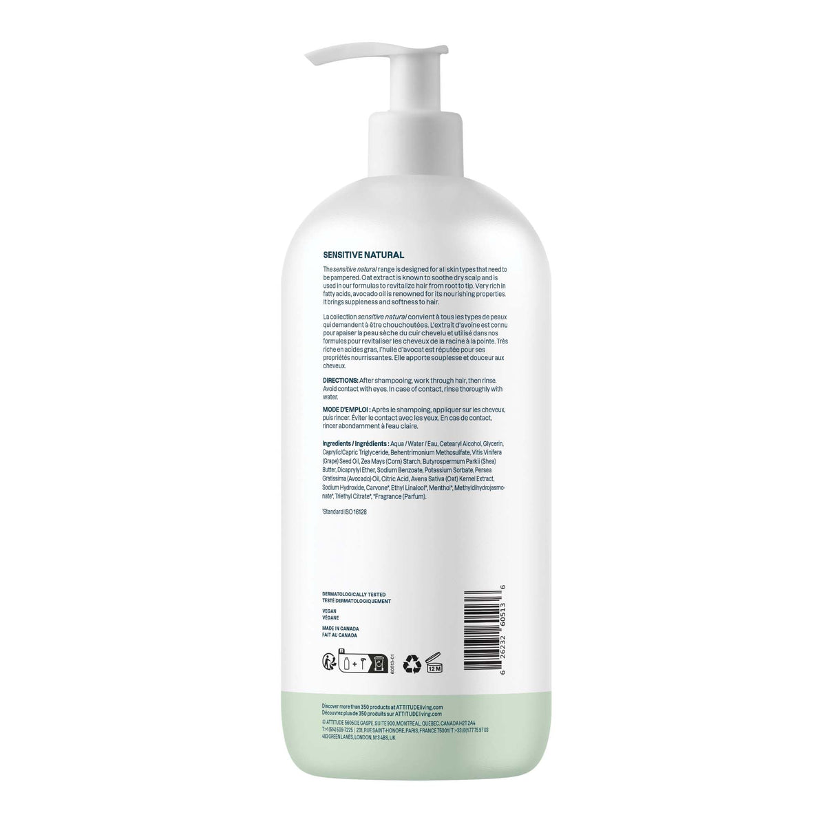 ATTITUDE Moisturizing Hair Conditioner for Sensitive Scalp, 1 Liter