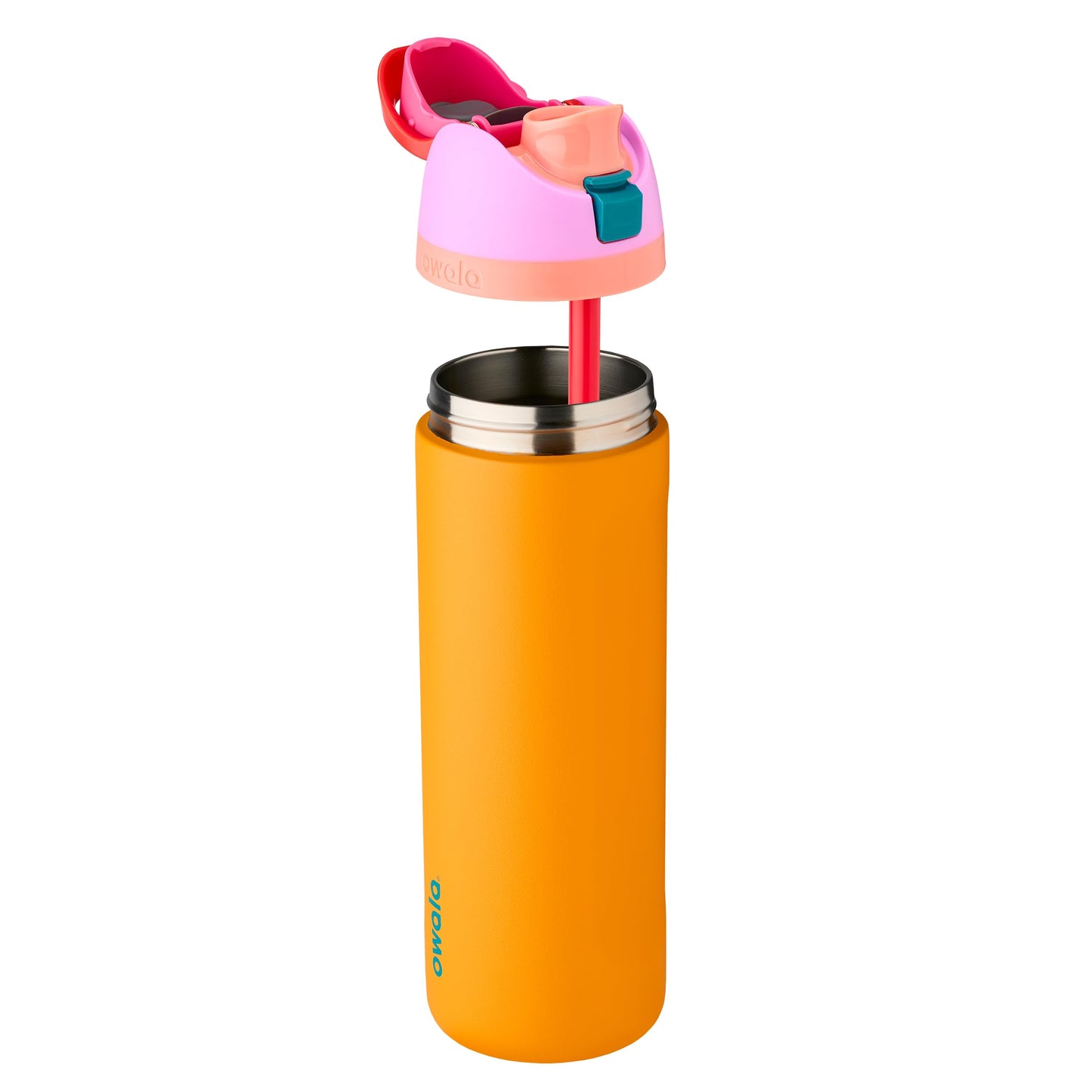 Bouteille d'eau Owala FreeSip isotherme en acier inoxydable avec paille pour le sport et les voyages, sans BPA, 710 ml, Orchidée/Orange (Tropical)