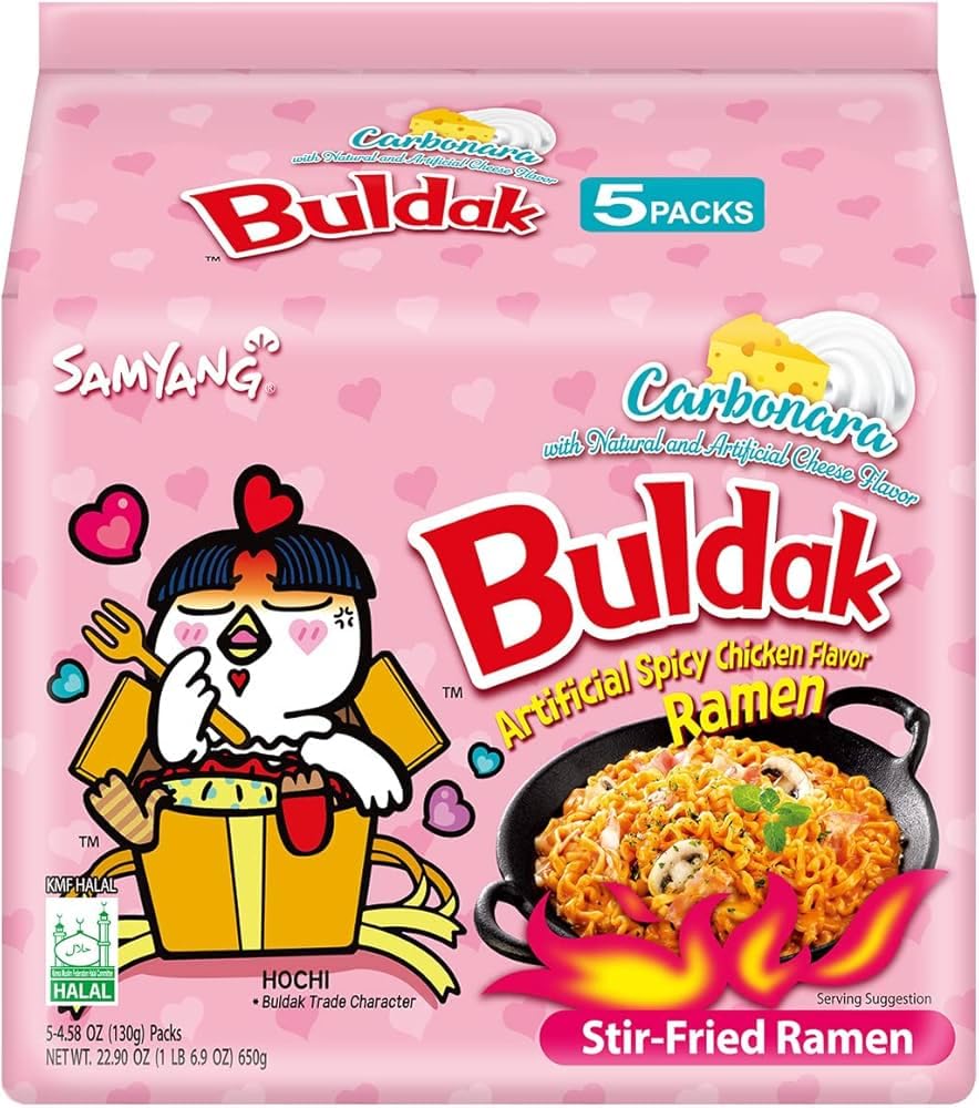 Samyang Carbo Buldak Super Hot Spicy Noodle - 5 Pack Bundle
