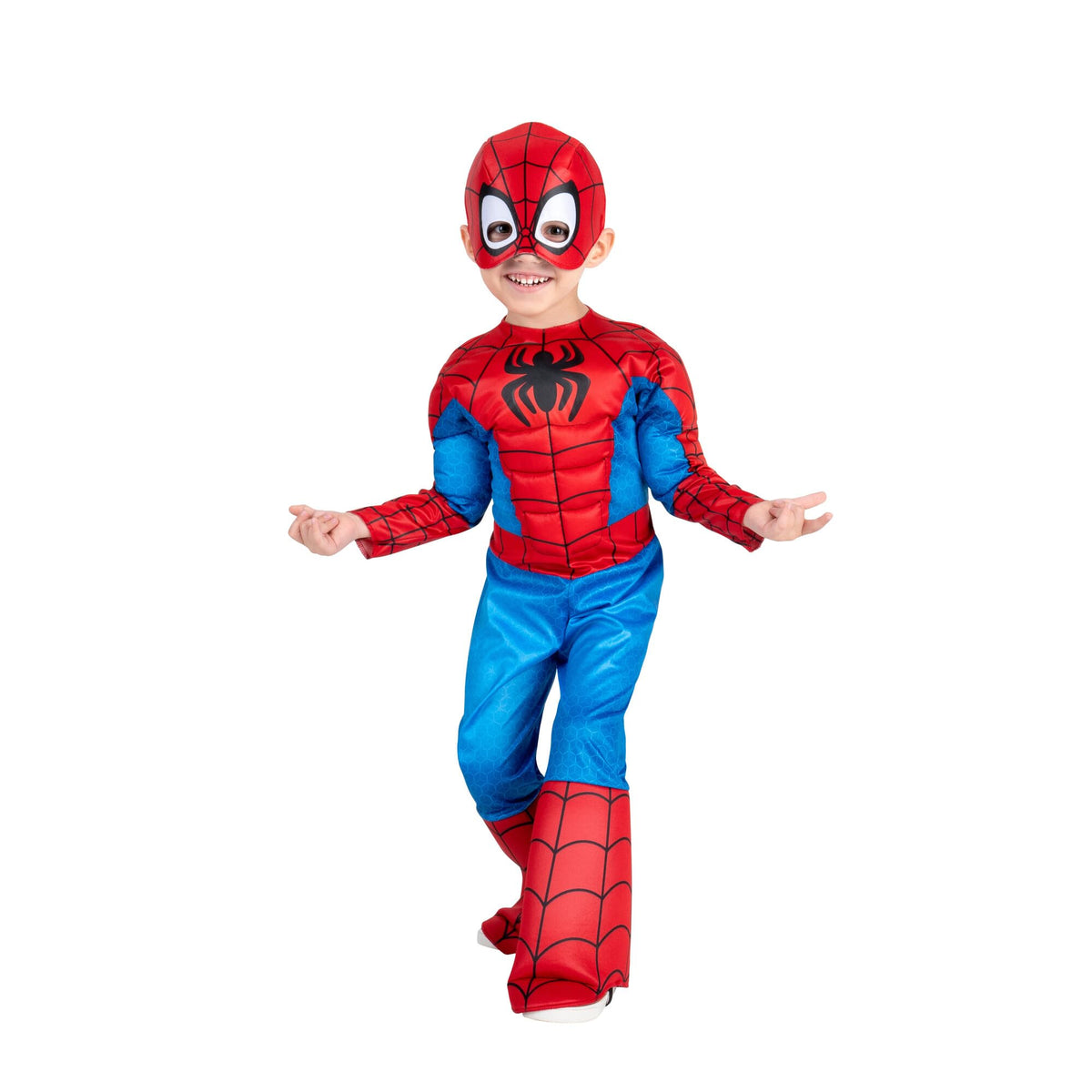 Marvel Spidey Official Toddler Deluxe Halloween Costume - Premium Quality Padded Jumpsuit and Fabric Headpiece (3T-4T)