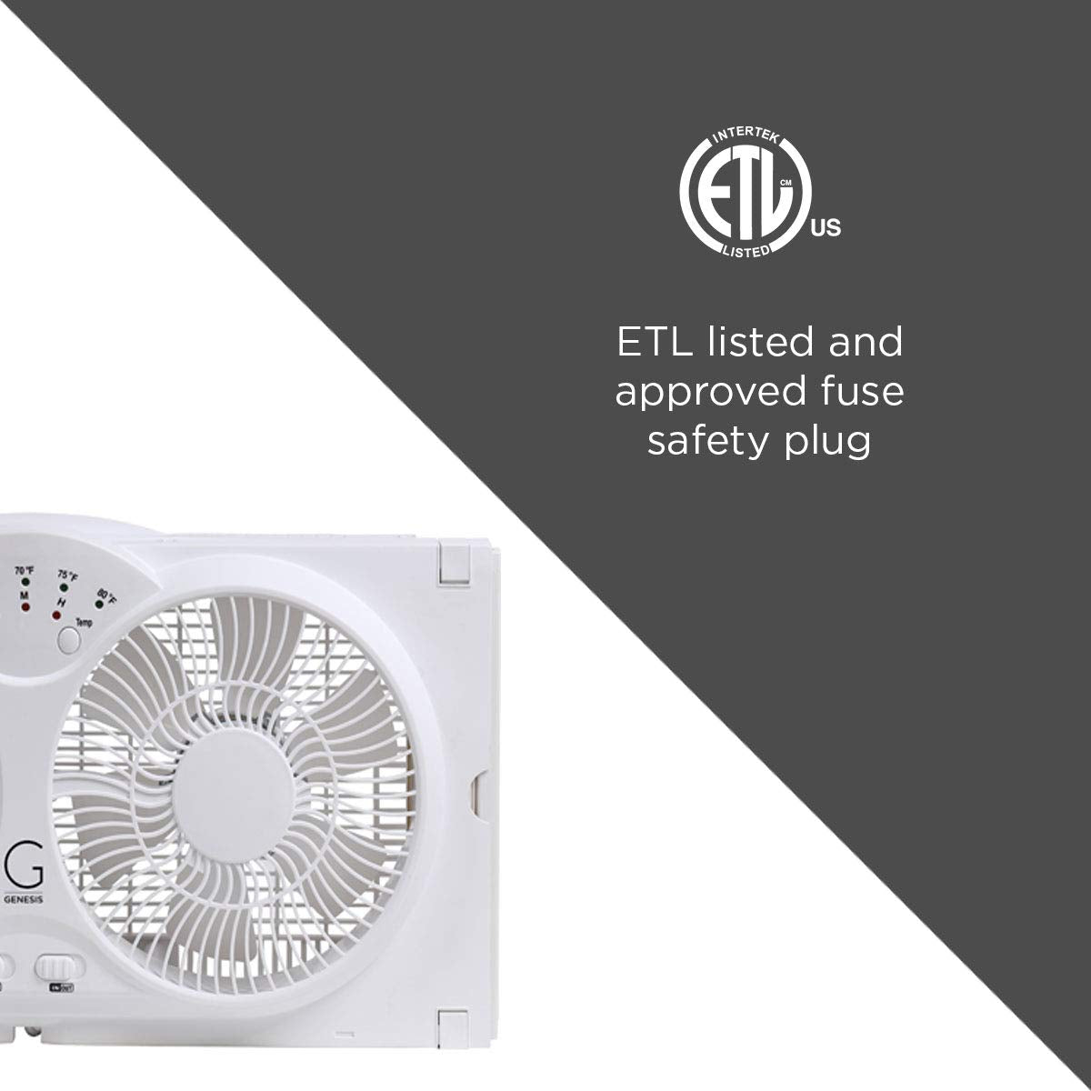 Genesis Twin Fan High Velocity Reversible AirFlow Fan, LED Indicator Lights Adjustable Thermostat & Max Cool Technology, ETL Certified, White (A1WINDOWFAN) Genesis