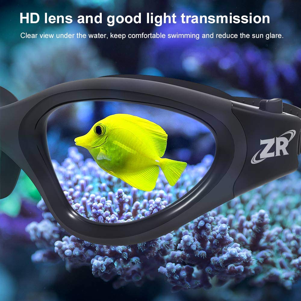 ZIONOR Swimming Goggles G1 Polarized Swim Goggles UV Protection Watertight Anti-Fog Adjustable Strap Comfort fit for Unisex Adult Men and Women-Black Frame Smoke Lens