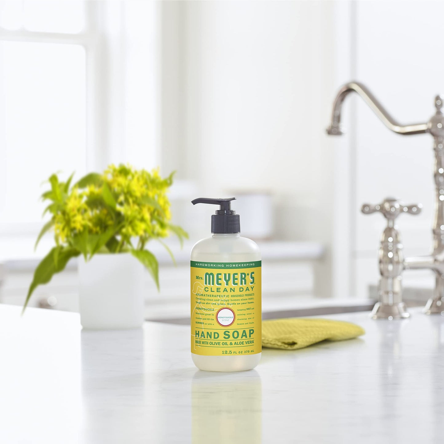 Mrs. Meyer's Hand Soap, Made with Essential Oils, Biodegradable Formula, Honeysuckle, 370 mL, 4 Pack MRS. MEYER'S