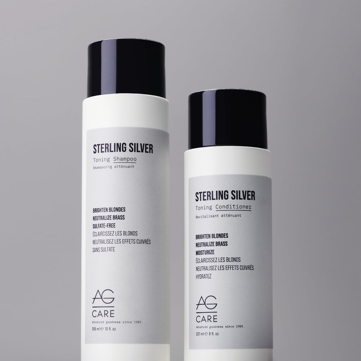 AG Care Sterling Silver Purple Toning Shampoo - Vegan Grey and Blonde Shampoo to Remove Brassiness and Yellow Tones, 10 Fl Oz