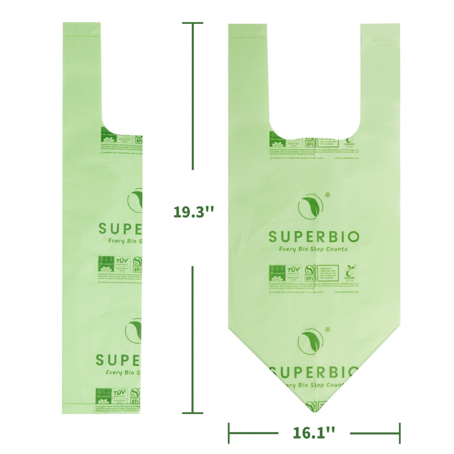 SUPERBIO Compostable Food Scrap Bags, 6L, Small Compost Bags for Counter Top Compost Bin, 50 Count, BPI & OK compost INDUSTRIAL Certified - Available at All In One Marketplace Canada