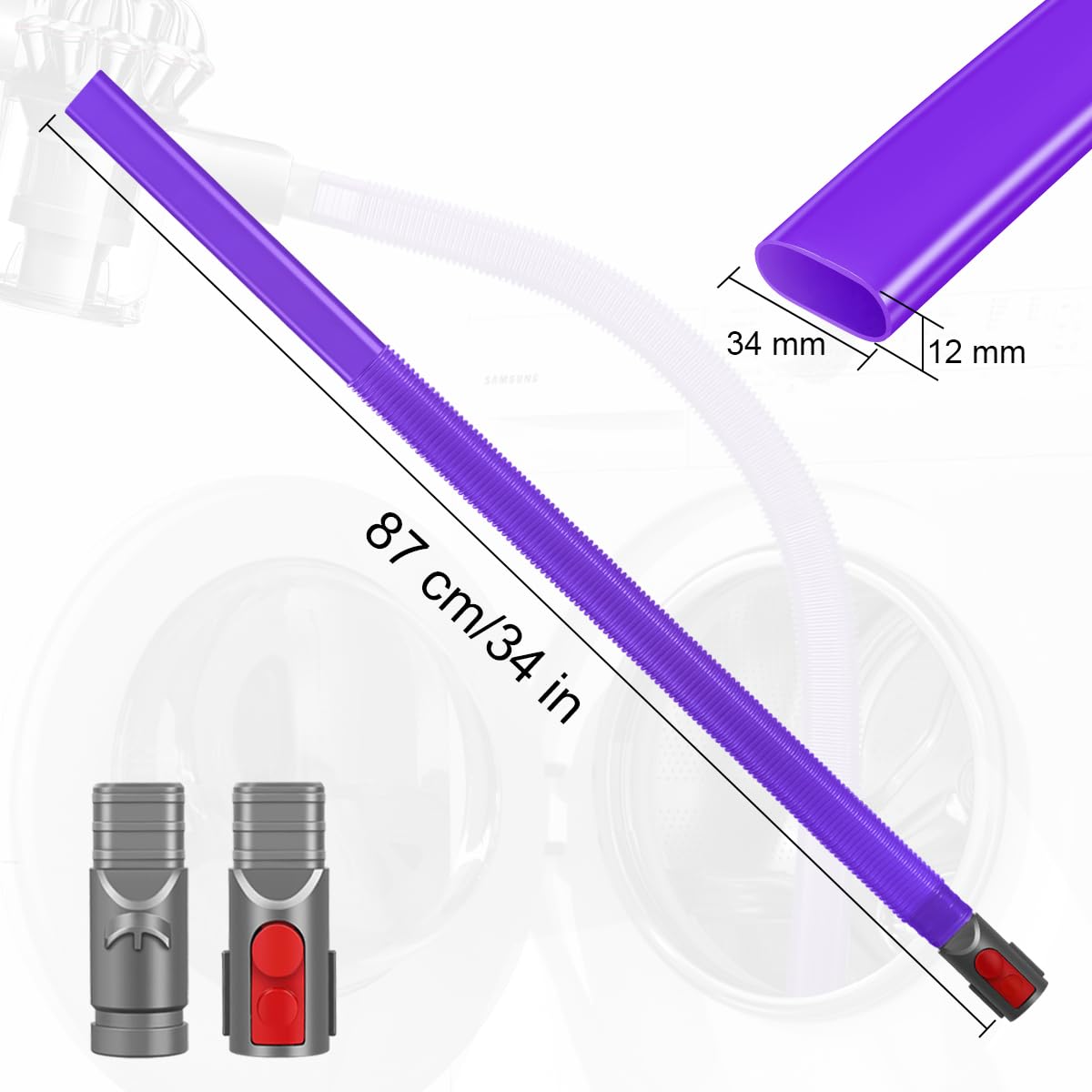 FUNTECK Dryer Lint Vacuum Attachment Compatible with Dyson V15 V12 V11 V10 V8 V7 V6 Vacuum Cleaners, Flexible Vent Lint Cleaner Kit, 34 inches - Available at All In One Marketplace Canada
