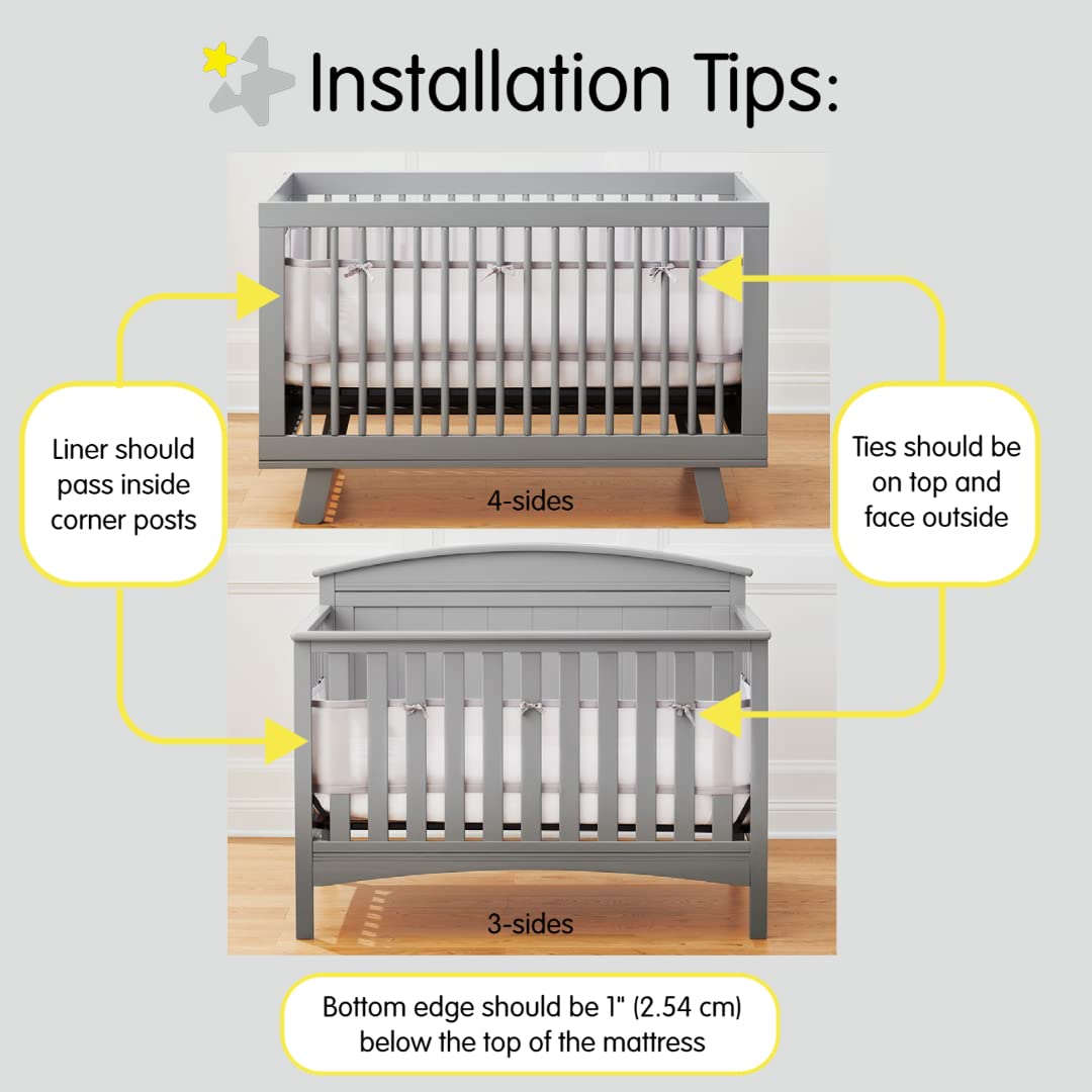 BreathableBaby Breathable Mesh Liner for Full-Size Cribs, Classic 3mm Mesh, White (Size 4FS Covers 3 or 4 Sides) 🍁 All In One Marketplace Canada