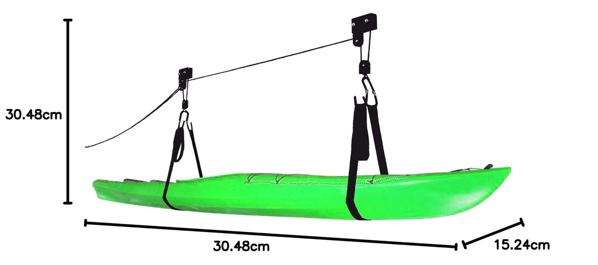 Kayak Hoist - Overhead Garage Storage - Pulley System with 125lb Capacity for Kayak, Canoe, Bicycle, or Ladder Storage by Bike Lane