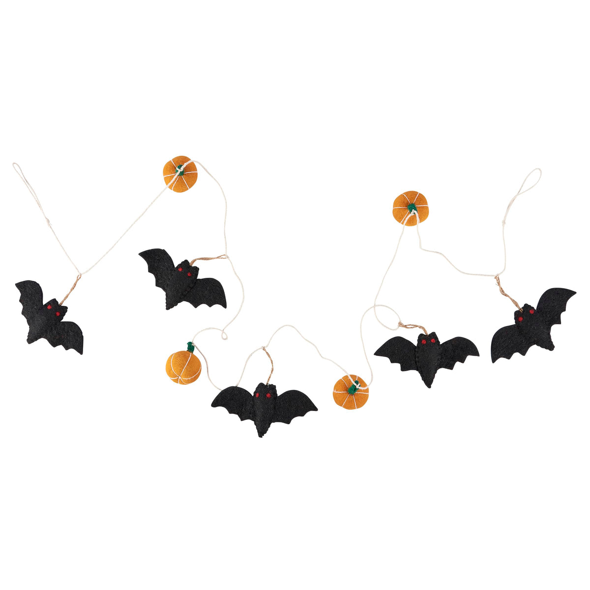 Guirlande de chauves-souris et citrouilles en feutrine pour Halloween Primitives by Kathy - Décoration saisonnière de 183 cm