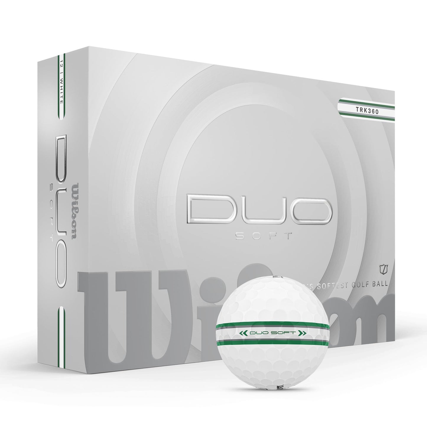 Wilson 2025 Duo Soft TRK360 Golf Balls - Green/Silver Stripe, 12 Balls WILSON