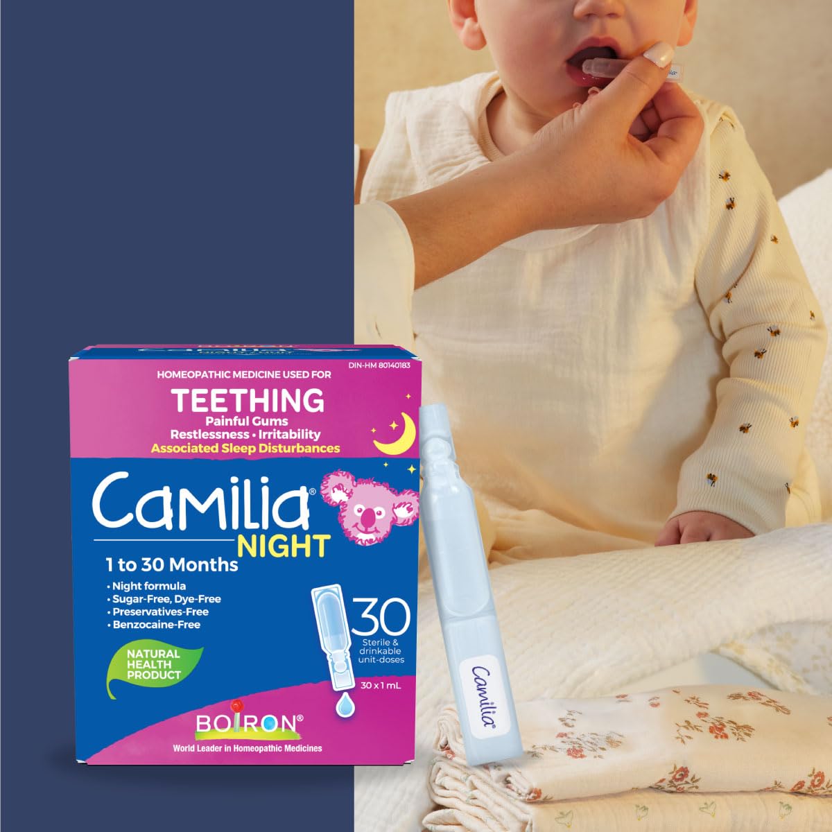 Boiron Camilia Night 30 Unit-Doses Homeopathic Medicine Used to Relieve Pain, Restlessness, Irritability Due to Teething, and Associated Sleep Disturbances from 1 to 30 Months