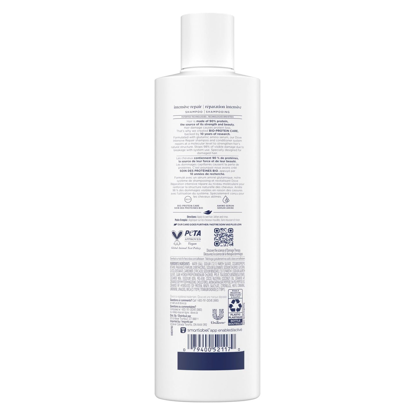 Dove Intensive Repair Shampoo & Conditioner for Damaged Hair, with Liquid Bio-Protein Care technology, 355ml (2 Shampoo + 2 Conditioner) - Available at All In One Marketplace Canada