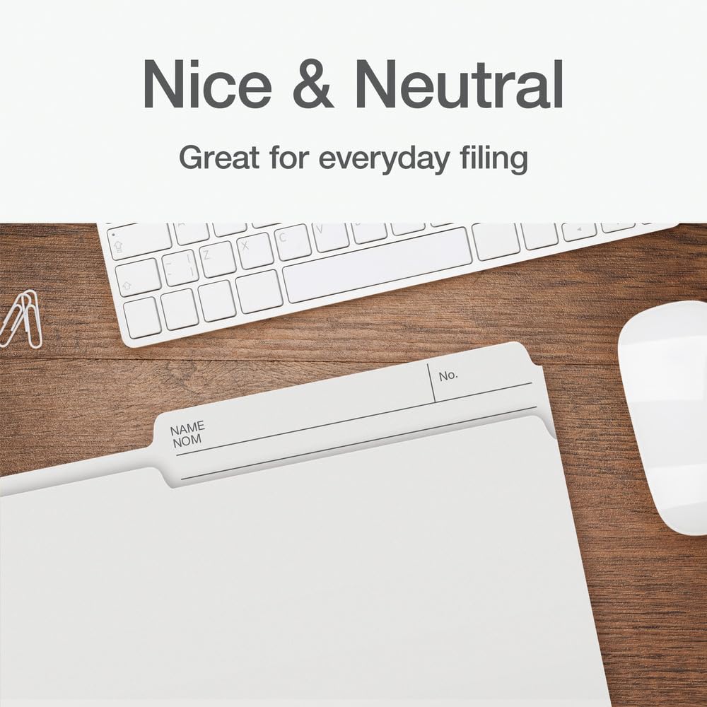 Pendaflex File Folders - Ivory/White Colour File Organizers, 1/2 Cut Tab, Legal Size, Durable Paper Stock, 100/Box, Ideal for Office, Home, and School Organization Pendaflex