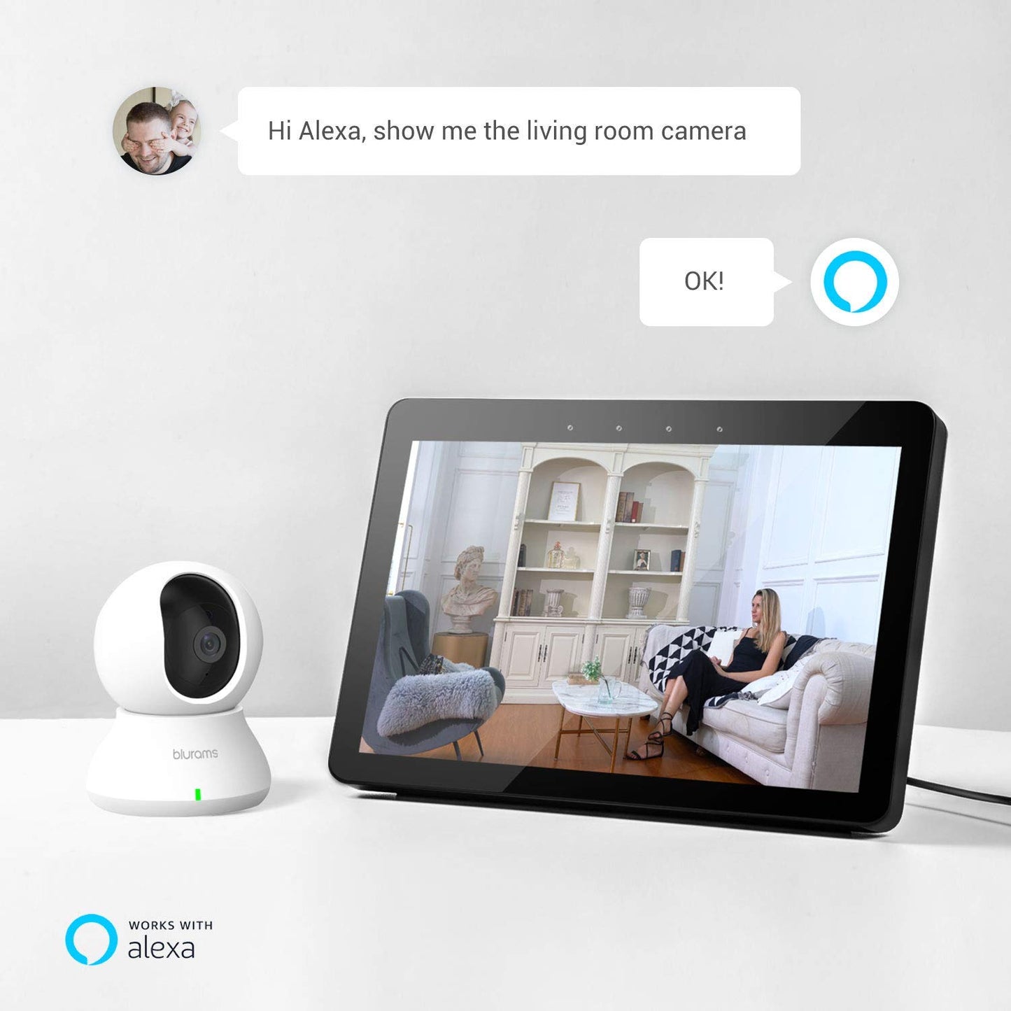 blurams Security Camera, 2K Indoor Camera 360-degree Pet Camera for Home Security w/ Motion Tracking, Phone App, 2-Way Audio, IR Night Vision, Siren, Works with Alexa & Google Assistant,White - Available at All In One Marketplace Canada
