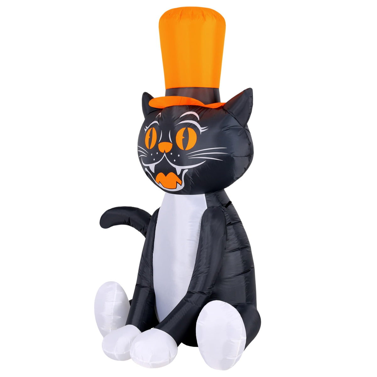 Chat noir gonflable de 1,5 mètre avec haut-de-forme pour Halloween