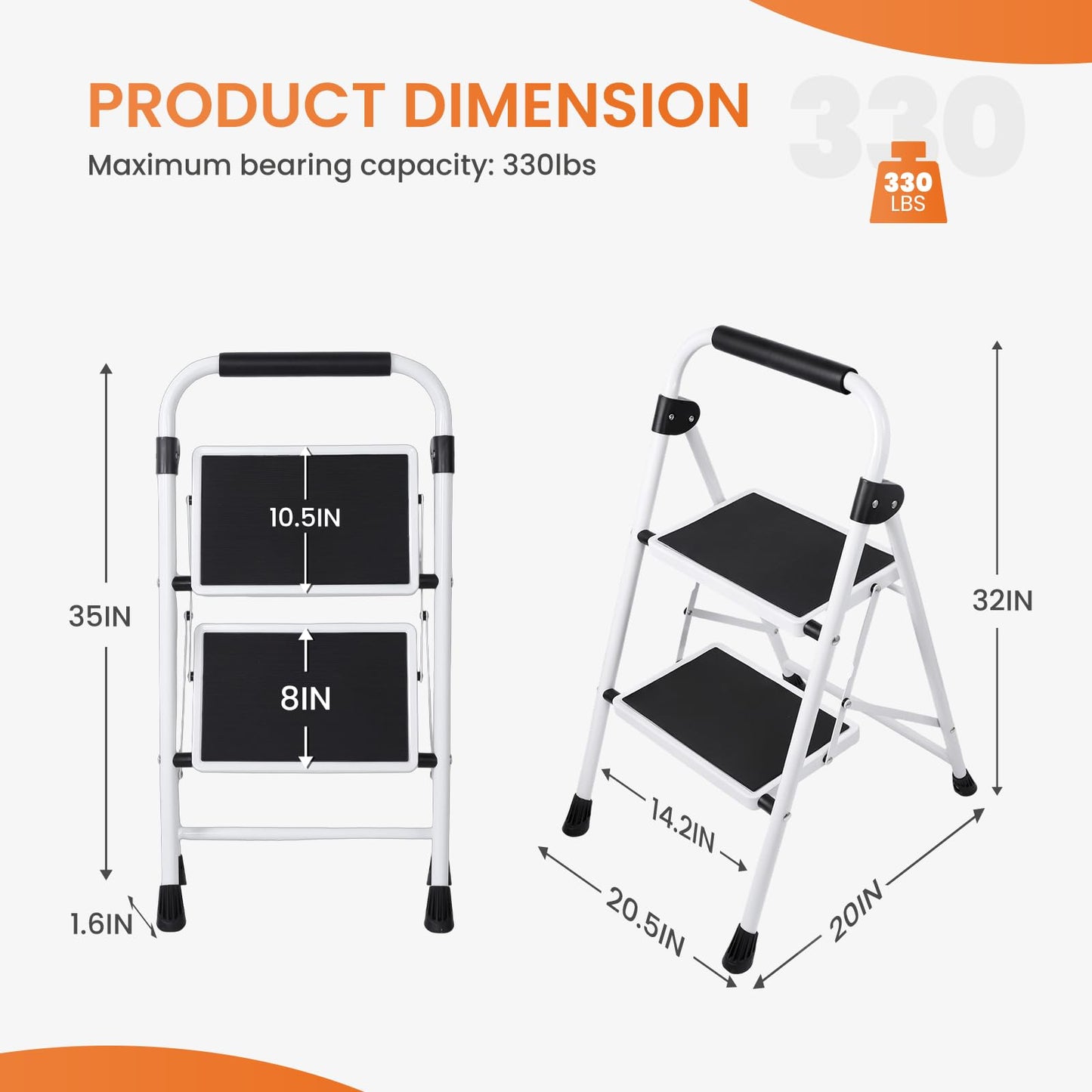 Sweetcrispy 2 Step Ladder, Anti-Slip Pedal Sweetcrispy