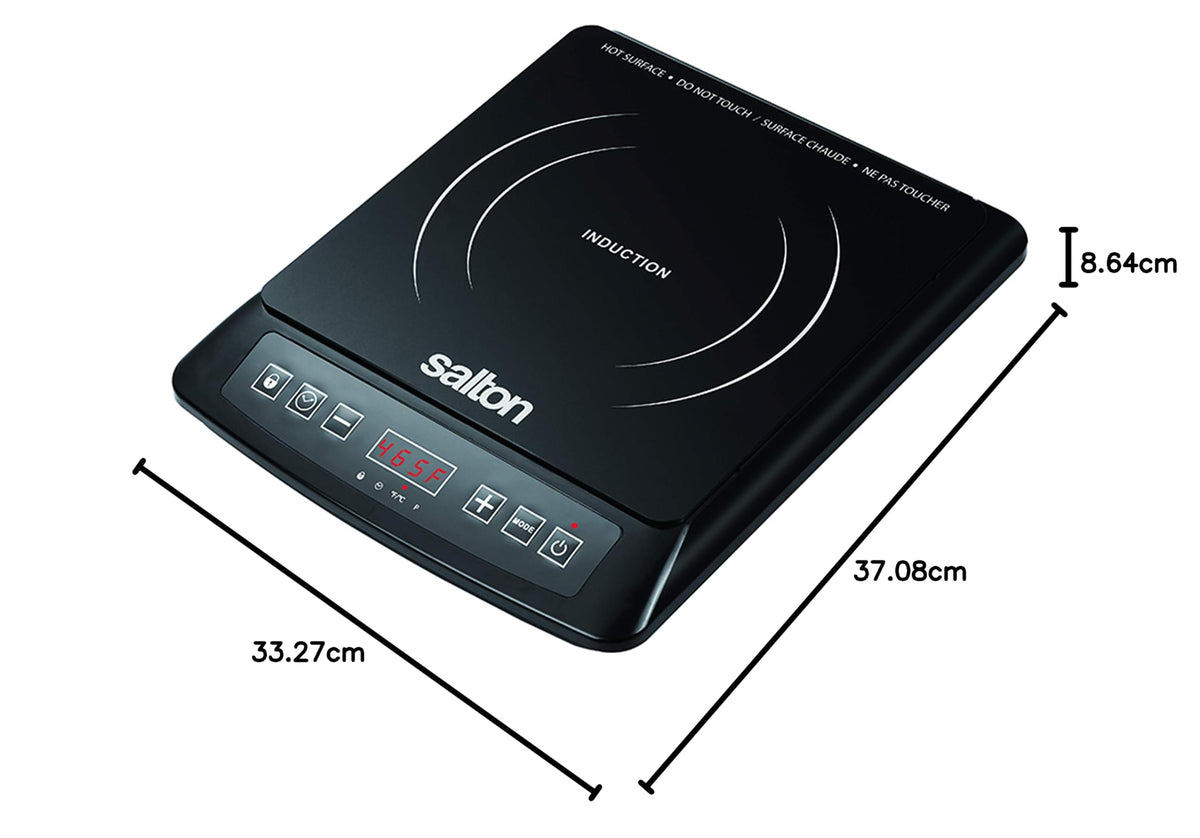 Salton Portable Induction Cooktop 1500 Watts Single Countertop Burner 8 Cooking Levels (60Β°C to 240Β°C) Cool-Touch Surface Timer with Auto Shut-Off 100% Canadian-owned & operated
