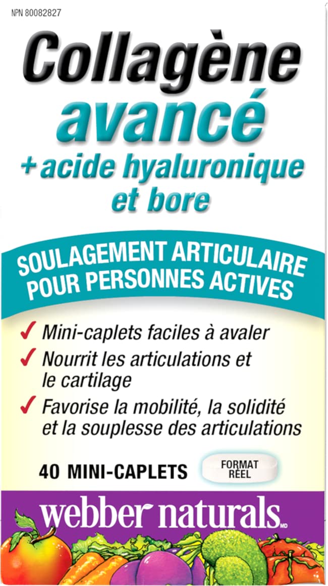 Webber Naturals Advanced Collagen + Hyaluronic Acid & Boron, Helps Reduce Osteoarthritic Joint Pain & Stiffness, 40 Mini Caplets - Available at All In One Marketplace Canada