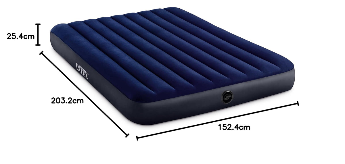 INTEX 64759E Dura-Beam Standard Downy Air Mattress: Fiber-Tech – Queen Size – 10in Bed Height – 600lb Weight Capacity – Pump Sold Separately