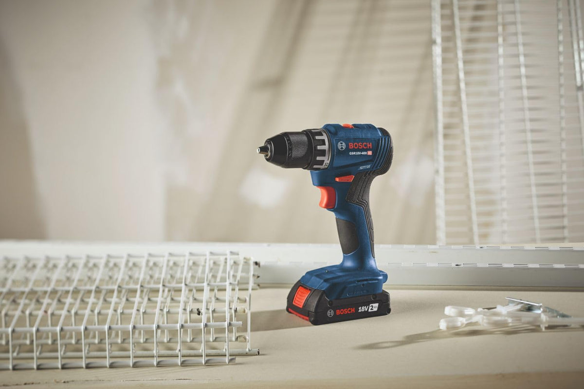 BOSCH GSR18V-400B22 18V Compact Brushless 1/2 in. Drill/Driver Kit with (2) 2.0 Ah Slimpack Batteries