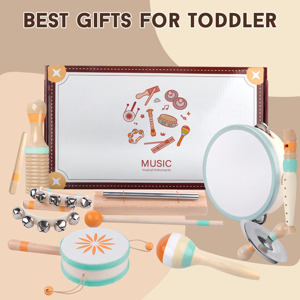 Toddlers Musical Instruments-Baby Montessori Wooden Musical Toys for Toddlers 1-3 Year Old,Kids Percussion Instruments Toy for 1 Year Boy&Girls,Christmas Birthday Gift for 1-3 Year Old 🍁 All In One Marketplace Canada