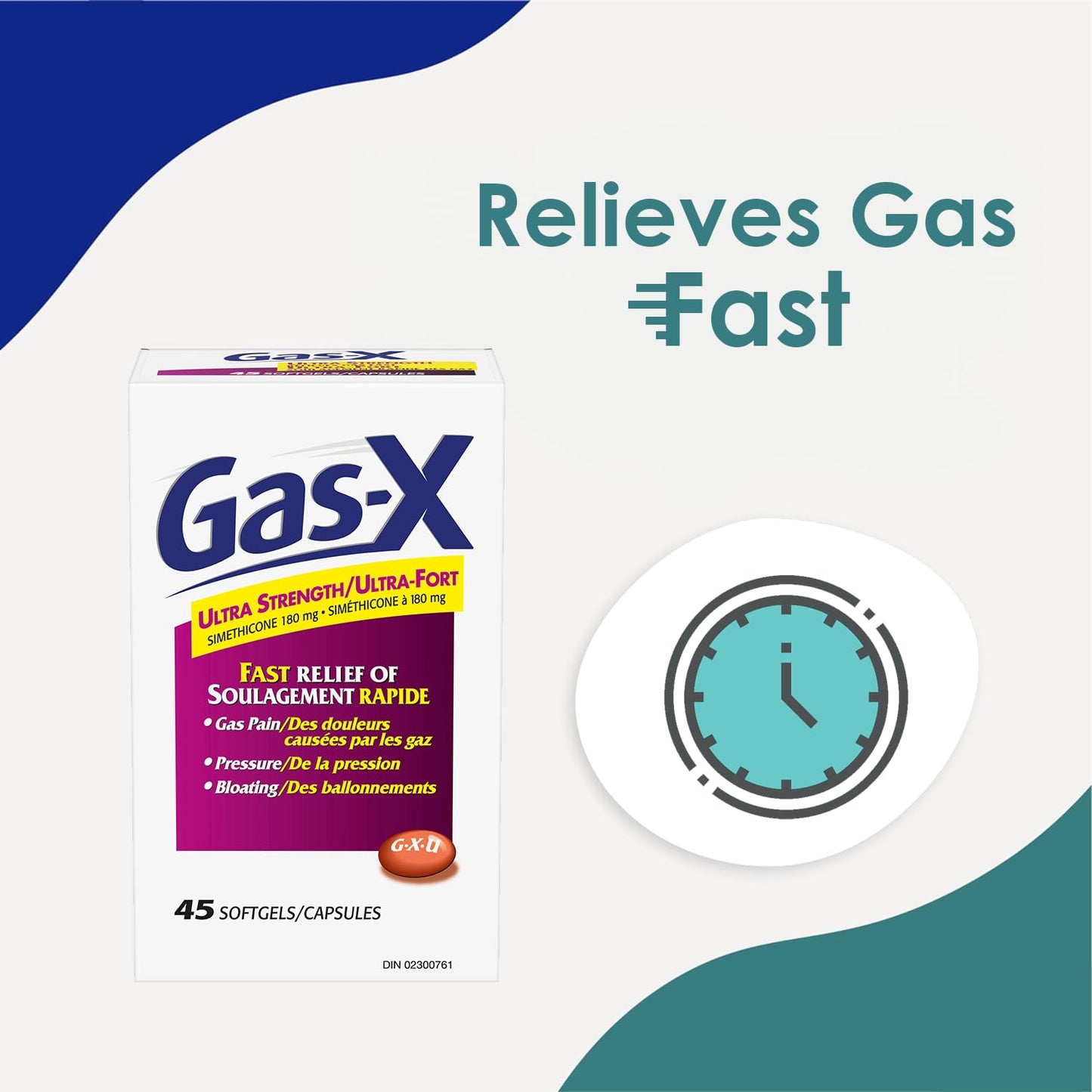 Gas-X Ultra-Strength Softgels for Gas Relief, Bloating, and Pressure, 180mg Simethicone, 45 Count