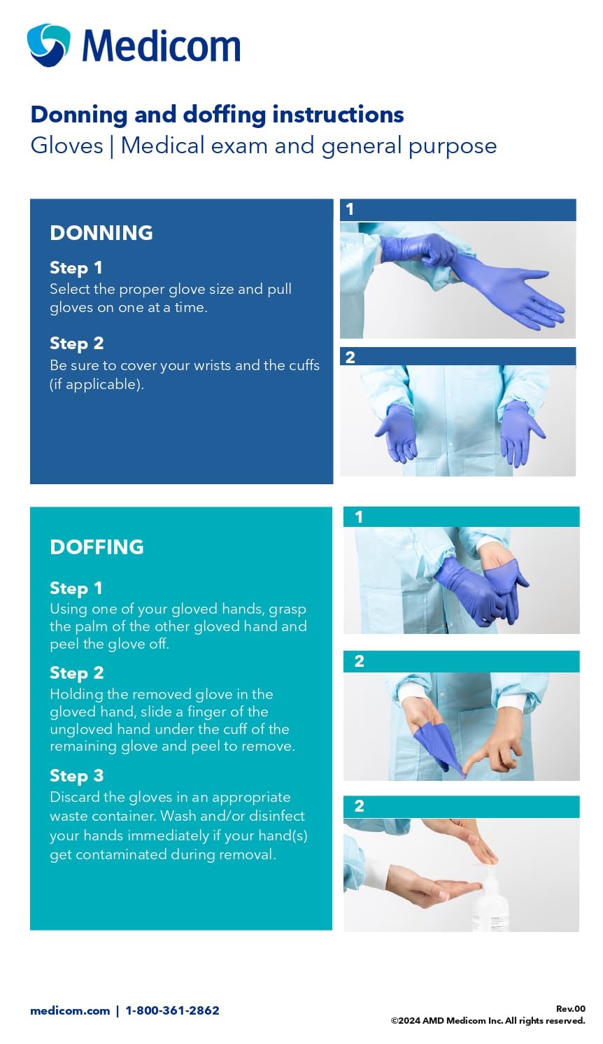 Medicom AssureTouch Pure Nitrile Medical Exam Gloves, Medium 3-Mil 200 Count, Disposable Latex Free Gloves, Powder Free