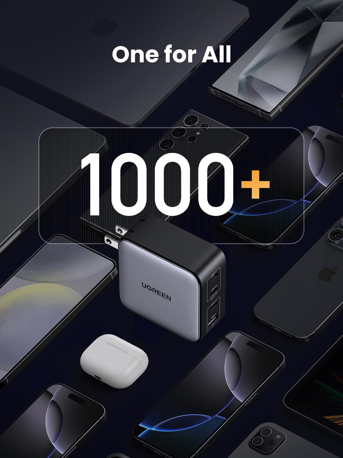 UGREEN Nexode 100W USB C Charger Block, 4-Port GaN Charger Block Fast Charger Compatible for MacBook Pro/Air, iPhone 17 Pro Max/iPhone Air, iPad Pro, Galaxy S26 S25, Pixel, Steam Deck, Black - Available at All In One Marketplace Canada