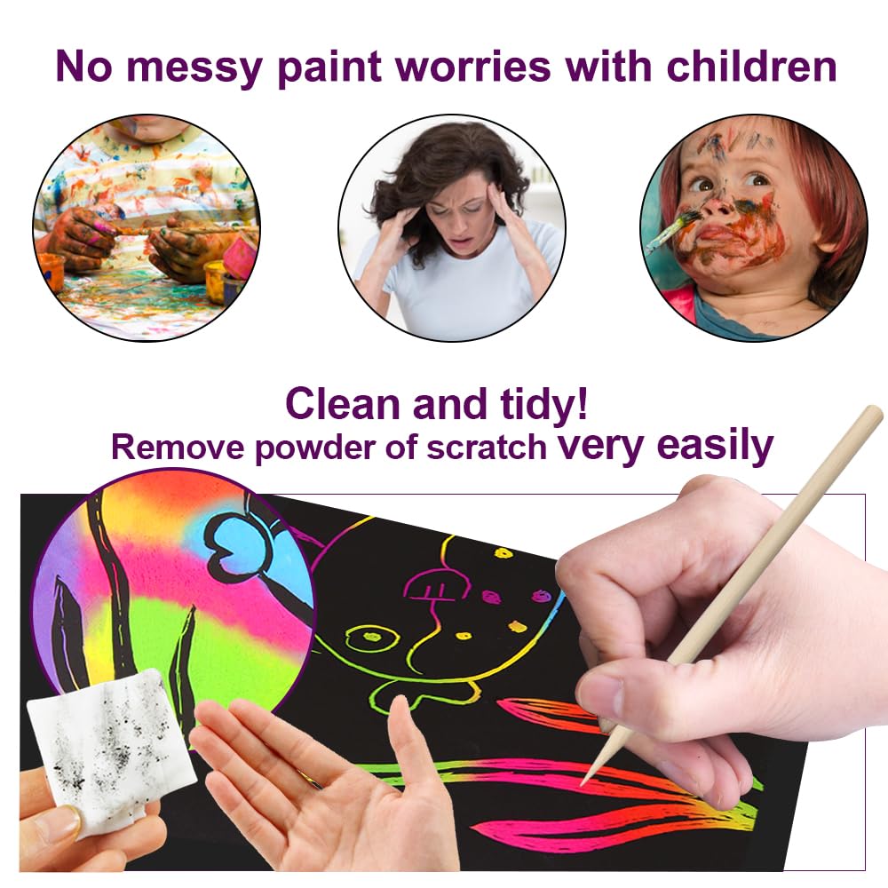 FUNNYB&G Rainbow Scratch Paper Art for Kids - 100 Pcs Magic Rainbow Scratch Paper Off Set Scratch Easter Crafts Arts Supplies Kits Pads Sheets for Party Games Halloween Christmas Birthday Gifts 🍁 All In One Marketplace Canada