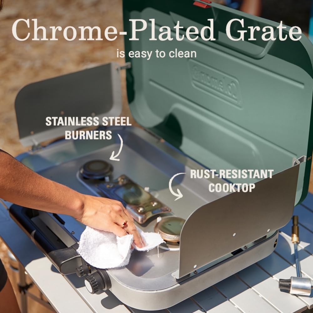 Coleman Cascade 328/Classic Camping Stove, 3/2 Burner Camp Stove, Portable Propane Stove with Adjustable Burners and Wind Guards for Beach Cookouts, Backyard BBQ, Tailgating, Festivals Coleman
