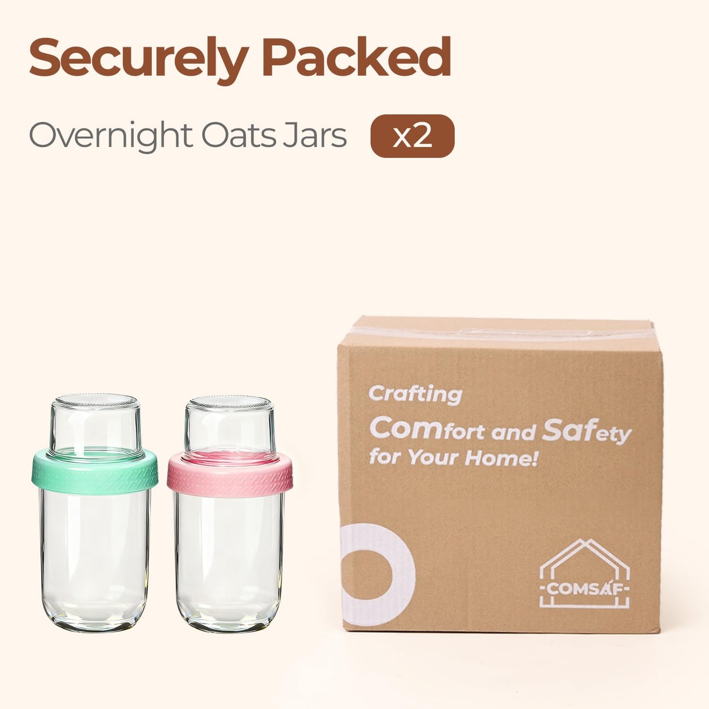 ComSaf Overnight Oats jars with Lids (16oz+4oz 2Pcs), Dual-Laryer Chia Pudding Jars with Dry and Wet Separation, Yogurt Parfait Contianer for Oatmeal Cereal Nut Fruit, Meal Prep Glass Jars for Salad - Available at All In One Marketplace Canada