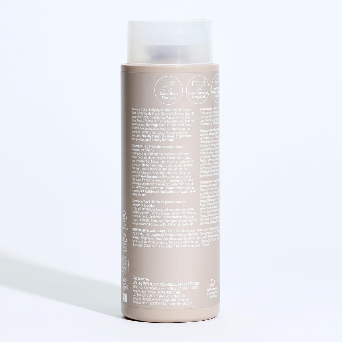 Paul Mitchell Shampoo Two, Clarifying Shampoo, Deep Cleanses + Removes Buildup, For All Hair Types, Especially Oily Hair, 500 ml