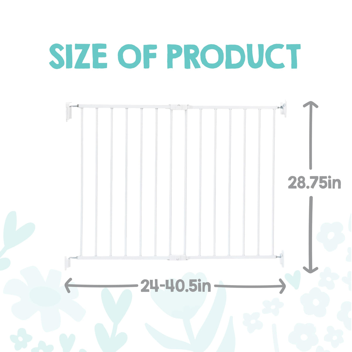 Regalo 2-in-1 Extra Wide Stairway and Hallway Walk ThroughBaby Safety Gate, Hardware Mounting, White 24"x40.5"x28.5"(Pack of 1)
