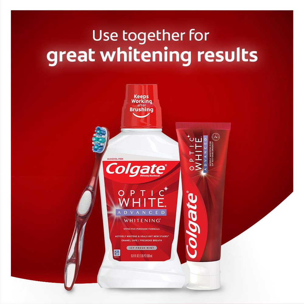 Colgate Optic White Advanced Teeth Whitening Toothpaste, Sparkling White, 133 Ml, 3 Count Colgate