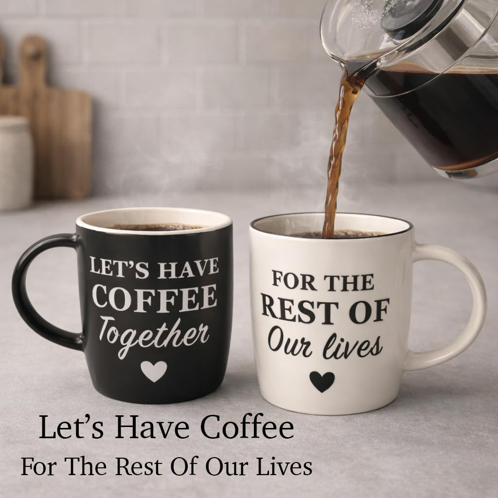 Triple Gifffted Lets Have Coffee Together Mug Set for Couples 380ml Ceramic 🍁 All In One Marketplace Canada